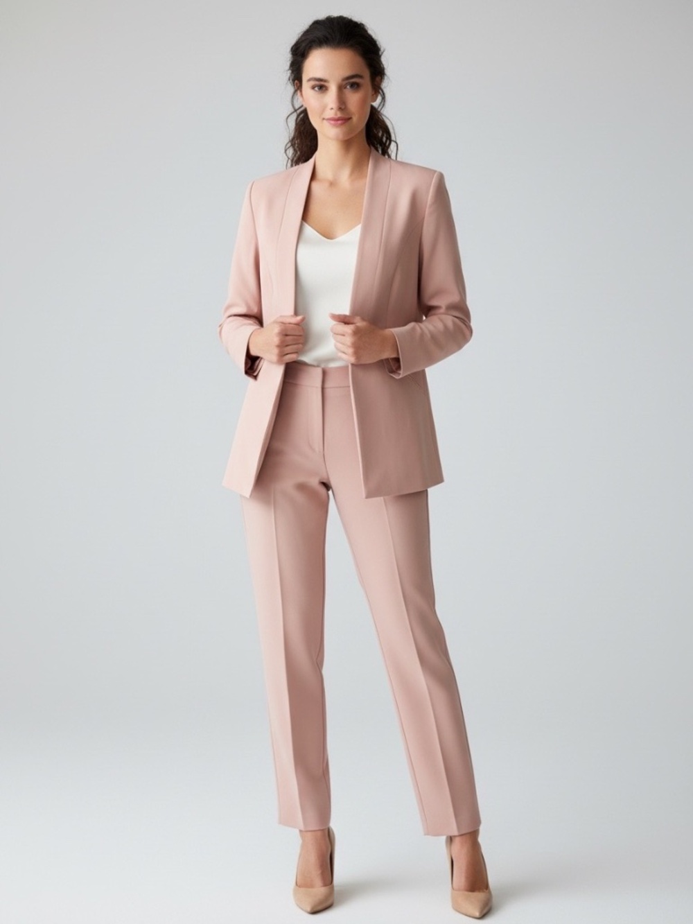 Mint Velvet Blush Pink Open Front Blazer Jacket Size UK 8